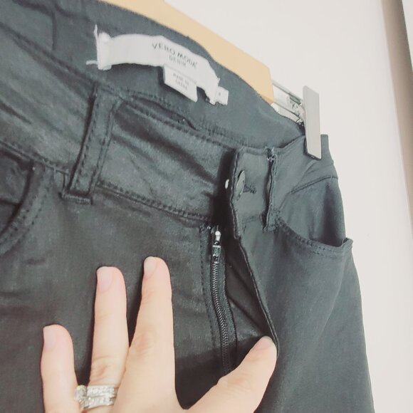 Vero Moda Women's Black Denim Front Zipper Straight Leg Fitted Jeans Pants Small - Picture 6 of 12